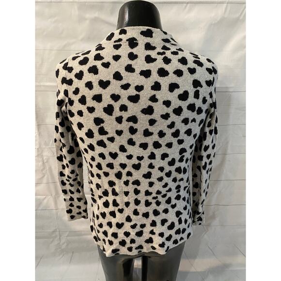 LOFT Sweater Women’s Medium Petite Heart Print Mock Neck Wool Blend Sweater EUC - Picture 3 of 9